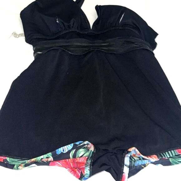 Womens Floral V-Neck Romper Swimwear 2XL - Picture 6 of 8